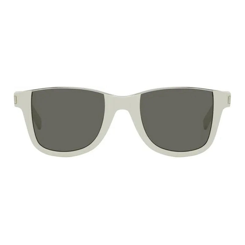 Saint Laurent Sunglasses Square Full Rim, Ivory Frame and Grey Lens SL51CUT003