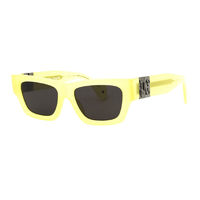 Palm Angels Sunglasses Square Full Rim, Yellow Frame and Dark Grey Lens PERI10JMAGNOLIA1807