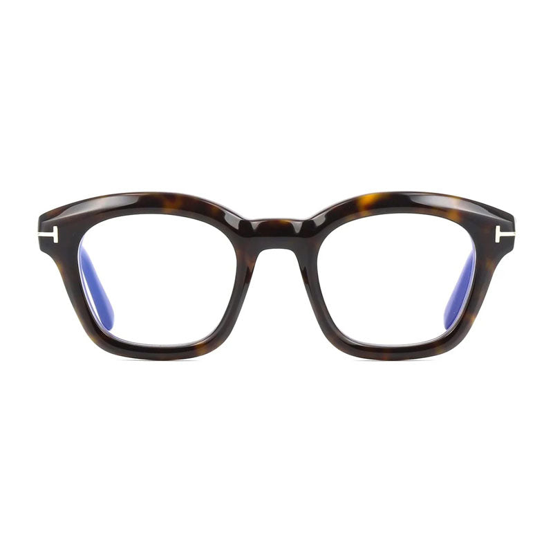 Tom Ford Eyeglasses Oval Full Rim, Dark Havana Frame and Clear Blue Light Block Lens FT5961-B052