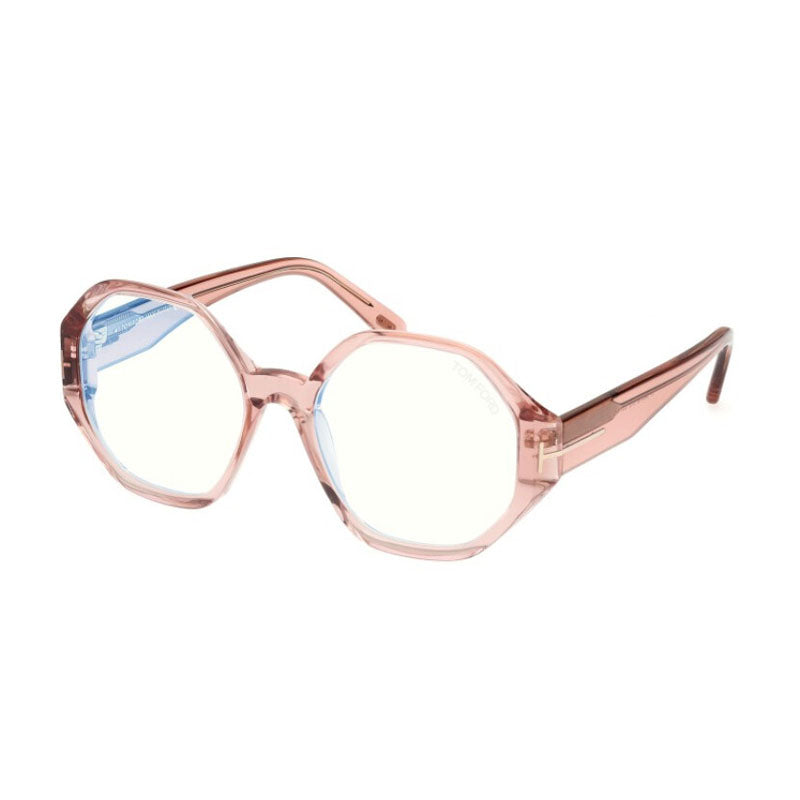 Tom Ford Eyeglasses Geometric Full Rim, Shiny Pink Frame and Clear Blue Light Block Lens FT5967-B072