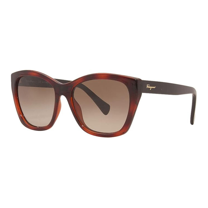 Ferragamo Salvatore Ferragamo Sunglasses Cat Eye Full Rim, Havana Frame and Brown Gradient Lens SF957S214