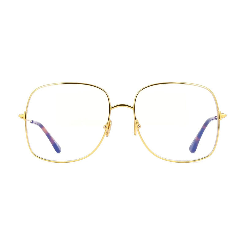 Tom Ford Eyeglasses Square Full Rim, Shiny Deep Gold Frame and Clear Blue Light Block Lens FT6048-B030
