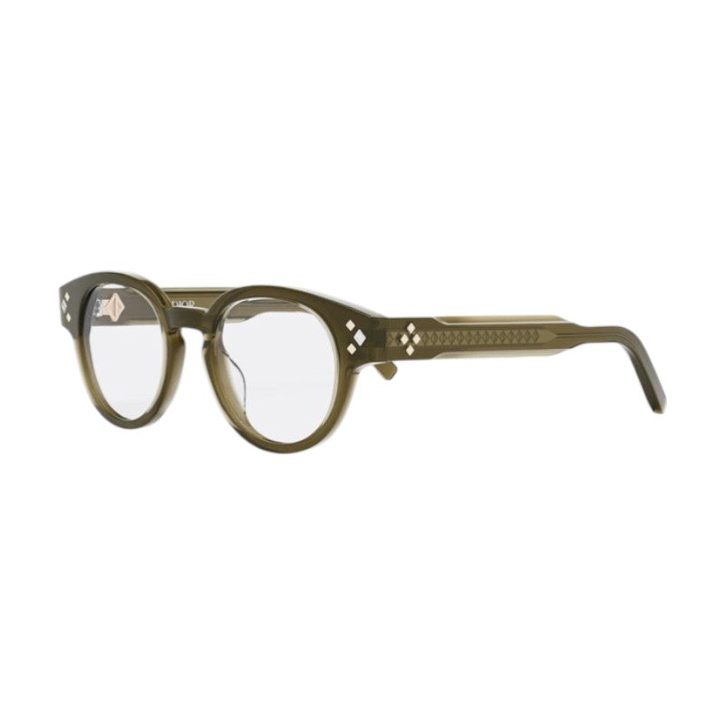 Dior Eyeglasses Round Full Rim, Shiny Green Frame and Clear Demo Lens Lens CDDIAMONDOR1I5500