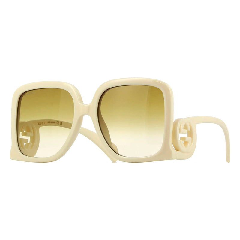 Gucci Sunglasses Square Full Rim, Ivory Frame and Brown Gradient Lens GG1326S002
