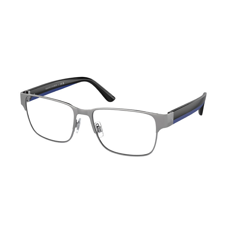 Polo Ralph Lauren Eyeglasses Rectangle Full Rim, Semi Shiny Gunmetal Frame and Clear Demo Lenses Lens PH12199266