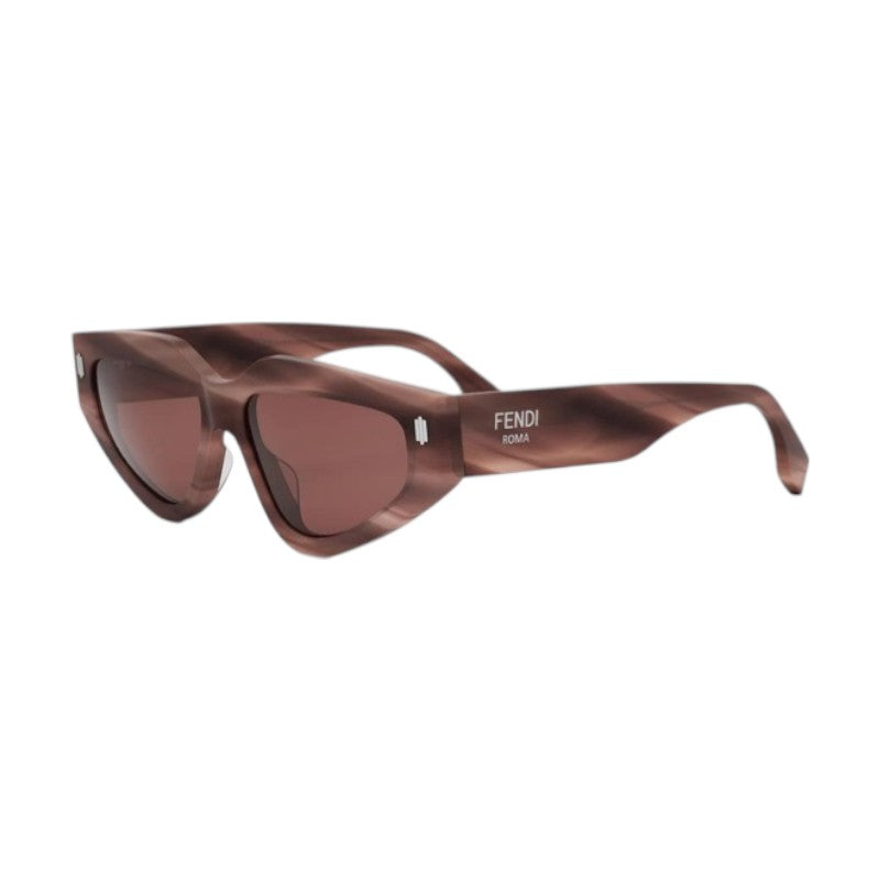 Fendi Sunglasses Cat Eye Full Rim, Striped Pink Frame and Red Lens FE40163U74S