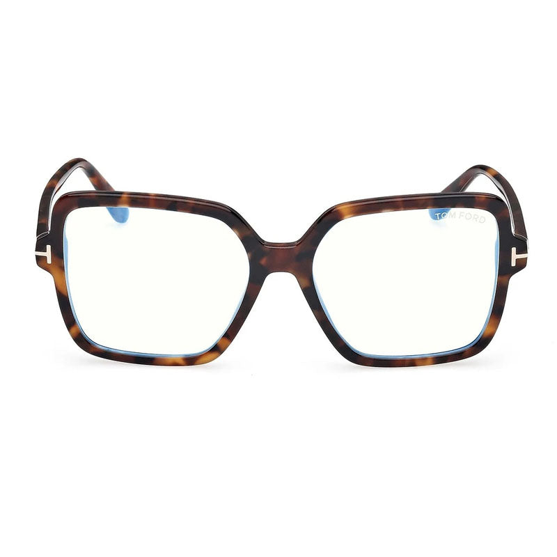 Tom Ford Eyeglasses Square Full Rim, Havana Frame and Clear Blue Light Block Lens FT6063-B052