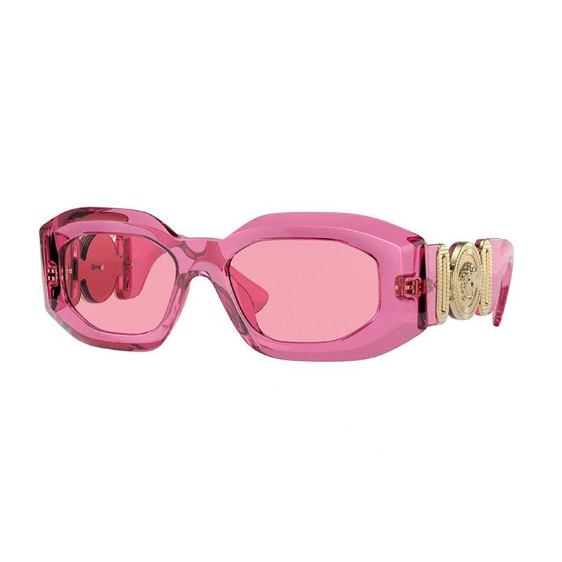 Versace Sunglasses Oval Full Rim, Pink Transparent Frame and Pink Transparent Lens VE4425U542184