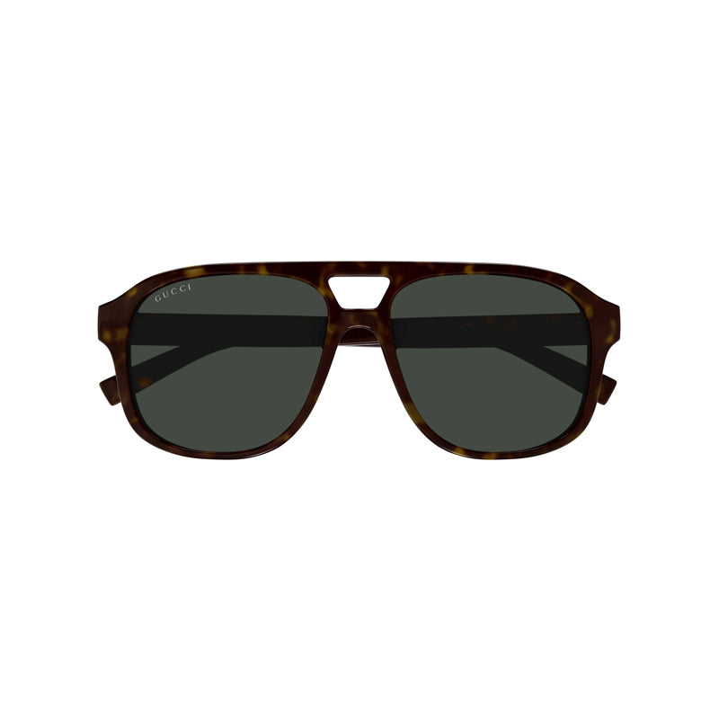 Gucci Sunglasses Aviator Full Rim, Dark Havana Frame and Green Lens GG1856S002