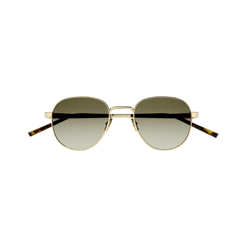 Saint Laurent Sunglasses Round Full Rim, Gold Frame and Brown Gradient Lens SL555003