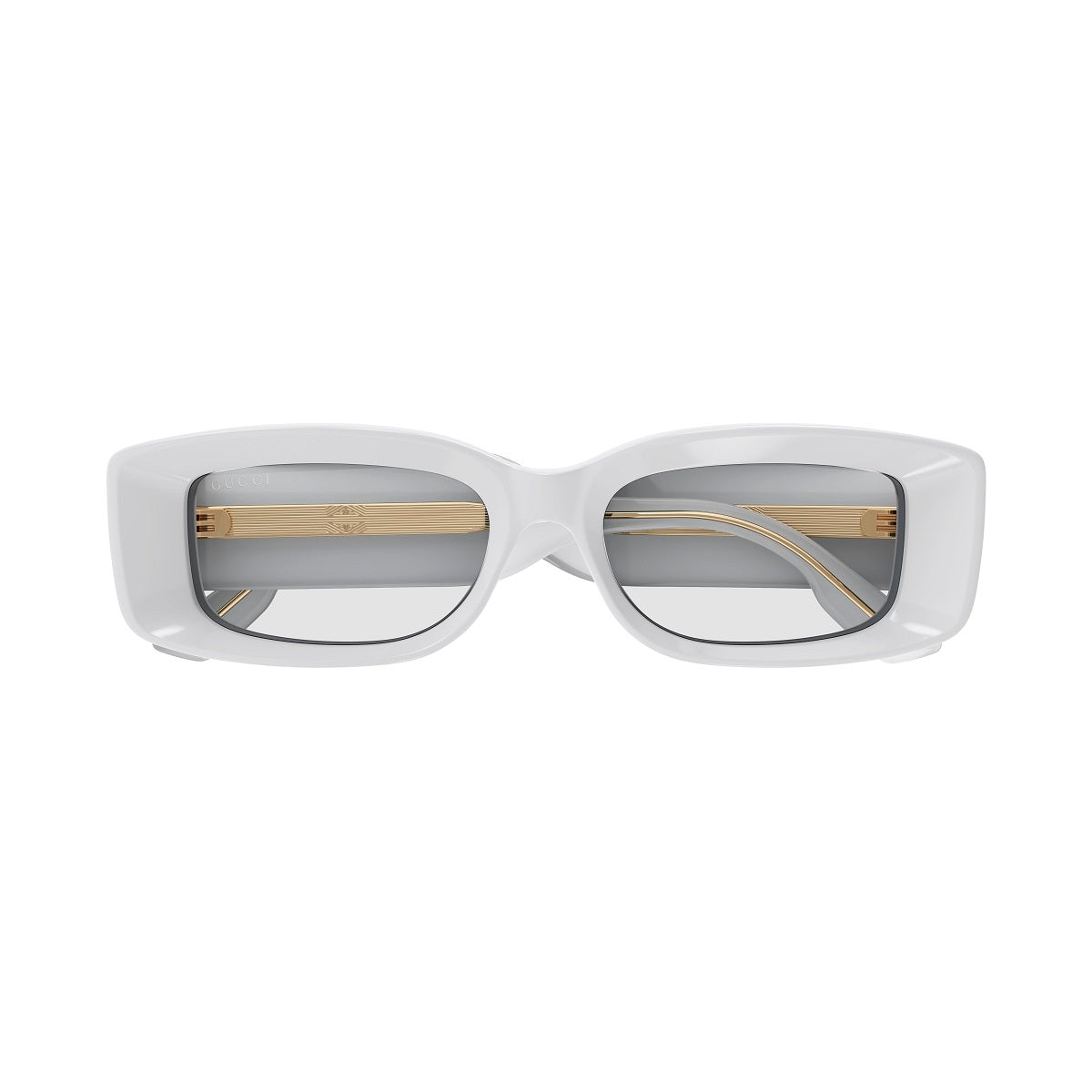 Gucci Sunglasses Rectangle Full Rim, Light Grey Frame and Clear Lens GG1528S005