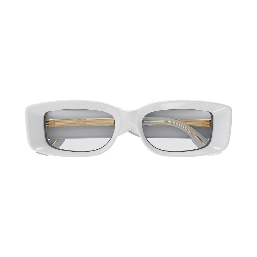 Gucci Sunglasses Rectangle Full Rim, Light Grey Frame and Clear Lens GG1528S005
