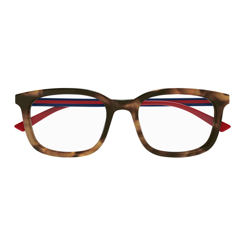 Gucci Eyeglasses Square Full Rim, Havana Frame and Clear Demo Lenses Lens GG1928O003