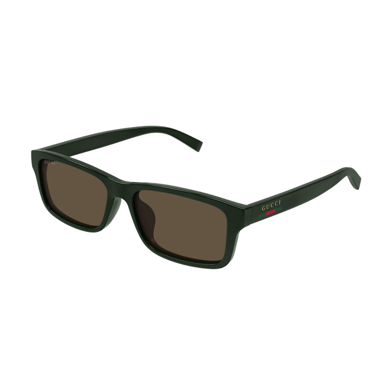 Gucci Sunglasses Rectangle Full Rim, Green Frame and Brown Lens GG1986SA003