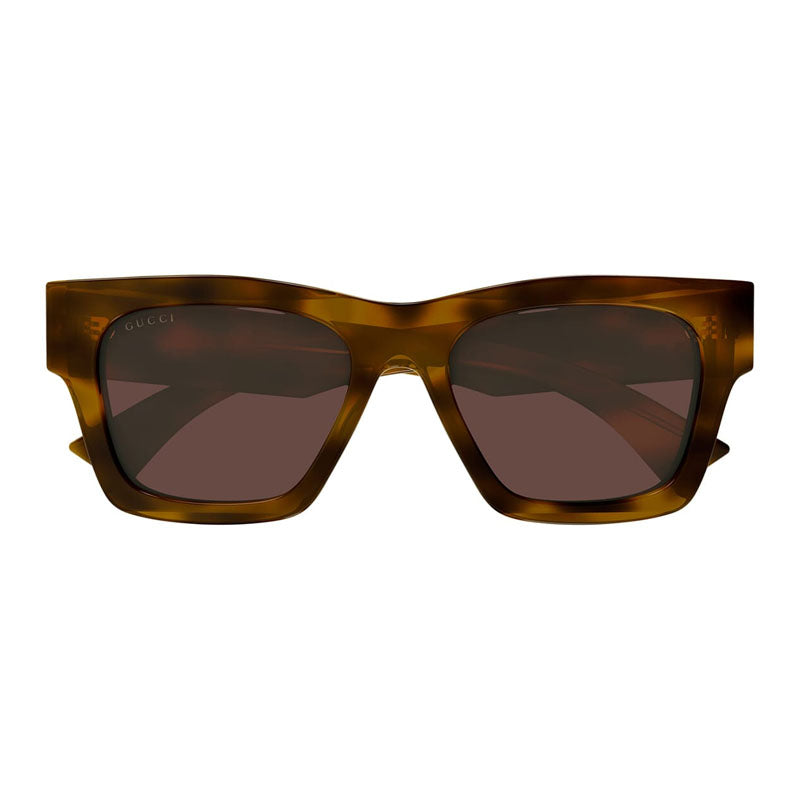 Gucci Sunglasses Square Full Rim, Medium Brown Havana Frame and Brown Lens GG1835S002