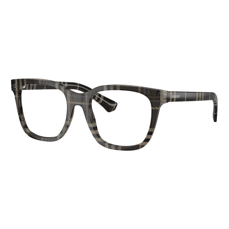 Burberry Eyeglasses Square Full Rim, Check Grey Frame and Clear Demo Lens Lens BE24554199