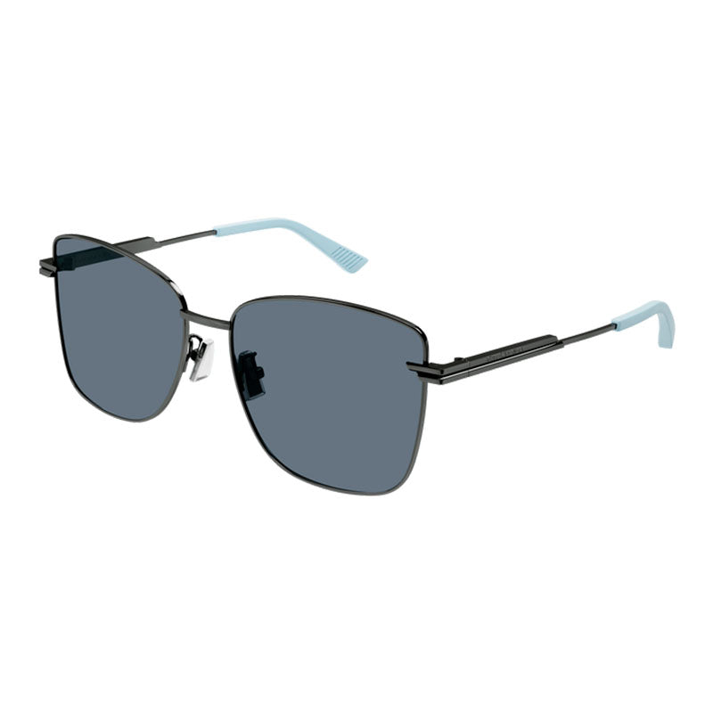 Bottega Veneta Sunglasses Rectangle Full Rim, Gunmetal Frame and Blue Lens BV1237S004