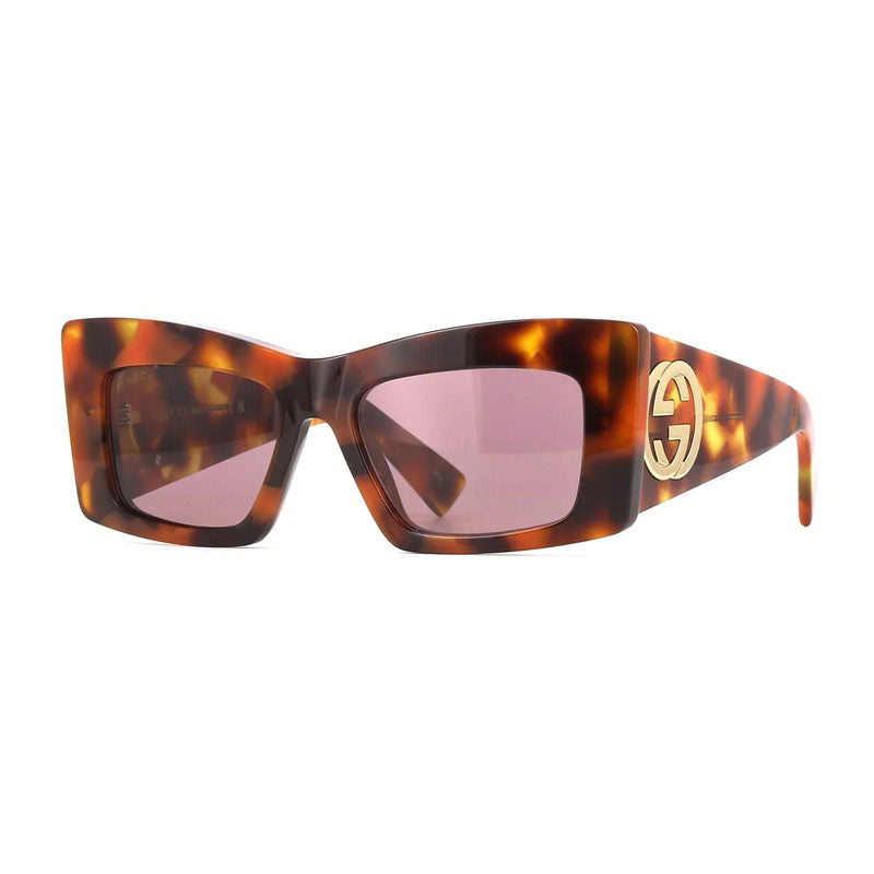 Gucci Sunglasses Square Full Rim, Havana Frame and Lilac Lens GG1842S003
