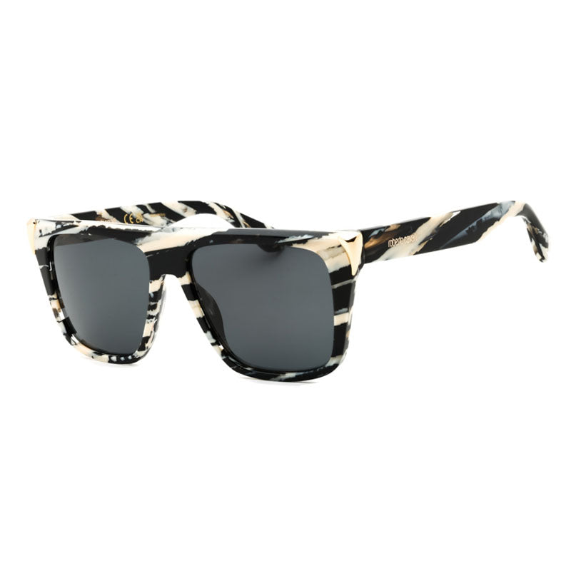 Roberto Cavalli Sunglasses Square Full Rim, Shiny Leopard Pattern Frame and Grey Gradient Lens SRC094M0AHH