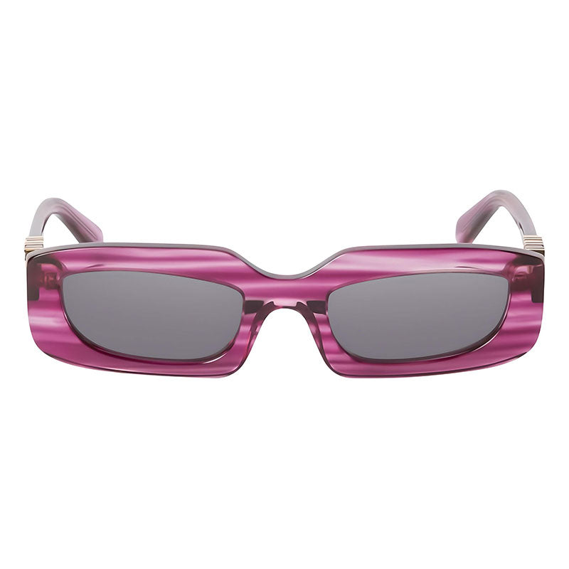 Off-White Sunglasses Rectangle Full Rim, Striped Purple Frame and Dark Grey Lens OERI13CRENTON3707