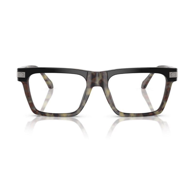 Versace Eyeglasses Rectangle Full Rim, Havana Frame and Clear Demo Lenses Lens VE3354F5456