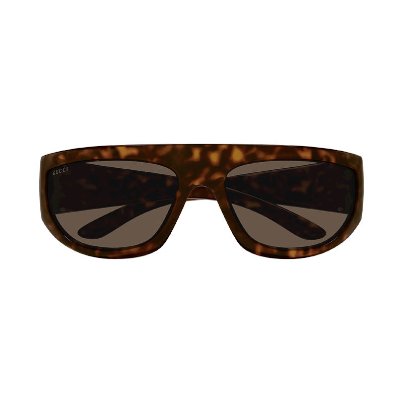Gucci Sunglasses Rectangle Full Rim, Havana Frame and Brown Lens GG1574S002