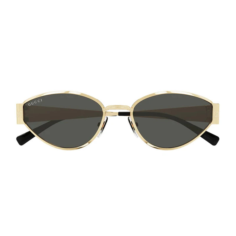 Gucci Sunglasses Oval Full Rim, Gold Frame and Grey Lens GG1853S001