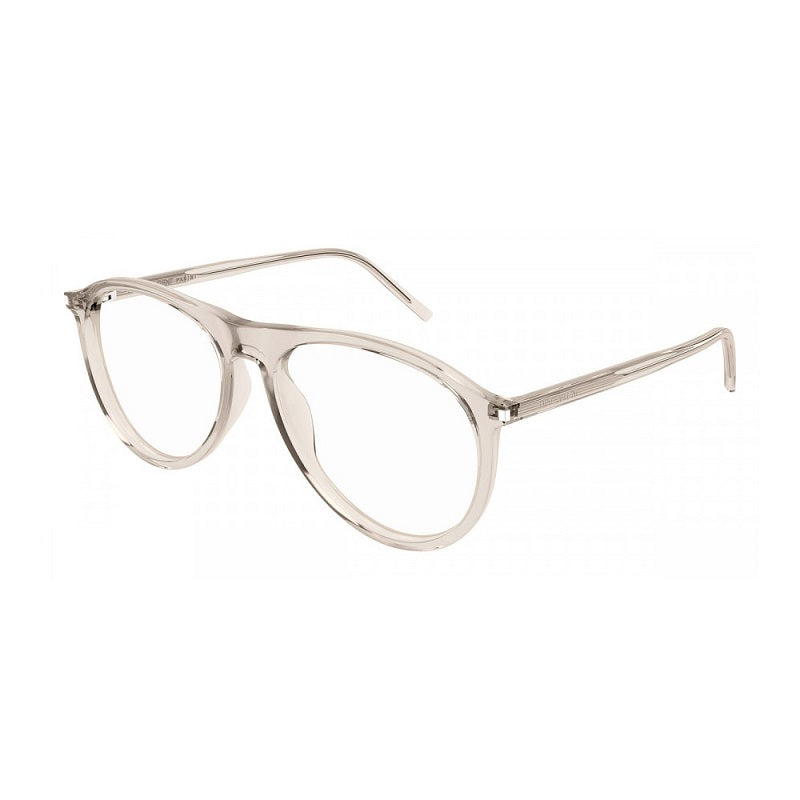 Saint Laurent Eyeglasses Aviator Full Rim, Transparent Beige Frame and Transparent AR Lens SL667OPT003
