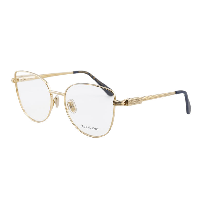Ferragamo Salvatore Ferragamo Eyeglasses Cat Eye Full Rim, Gold Frame and Clear Demo Lens Lens SF2240751