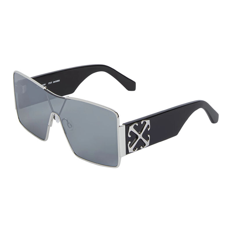 Off-White Sunglasses Shield Full Rim, Silver/Black Frame and Silver Mirror Lens OERI14GASPEN7272