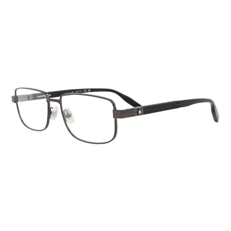 Montblanc Eyeglasses Rectangle Full Rim, Ruthenium Frame and Clear Demo Lenses Lens MB0034O004