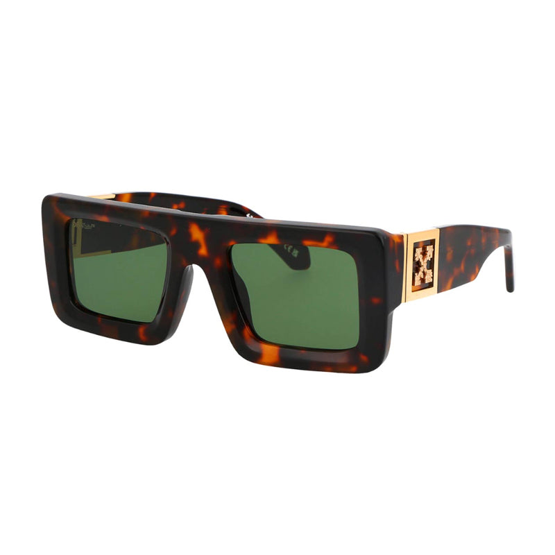 Off-White Sunglasses Square Full Rim, Havana Frame and Green Lens OERI049LEONARDO1605