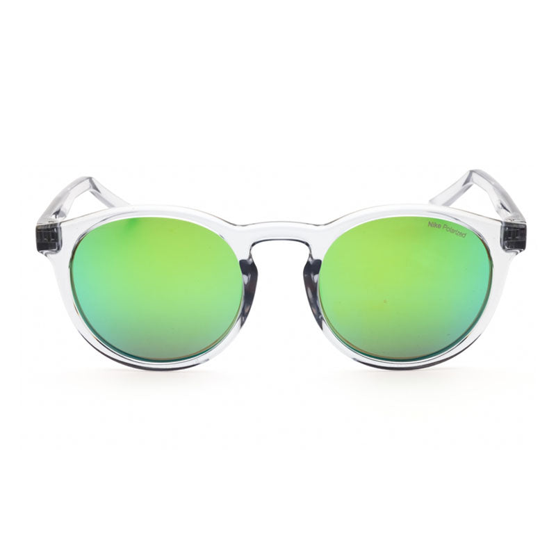 Nike Sunglasses Round Full Rim, Wolf Grey Frame and Green Mirror Polarized Lens NIKESWERVEPFD1850012