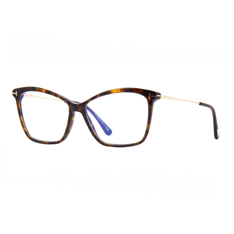 Tom Ford Eyeglasses Cat Eye Full Rim, Dark Havana Frame and Clear/Blue-Light Block Lenses Lens FT5687-B052