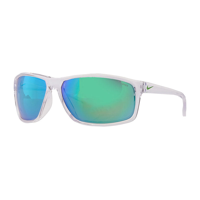Nike Sunglasses Rectangle Full Rim, Clear Frame and Green Multilayer Mirror Lens ADRENALINEMEV1113901