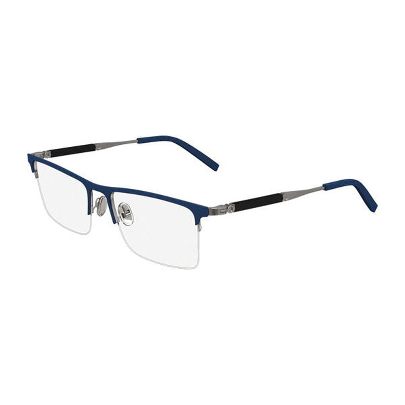 Ferragamo Salvatore Ferragamo Eyeglasses Rectangle Semi Rim, Blue/Light Ruthenium Frame and Clear Demo Lens Lens SF2586463