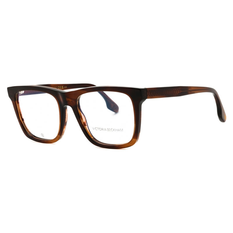 Victoria Beckham Eyeglasses Square Full Rim, Brown Horn Frame and Clear Demo Lenses Lens VB2670227
