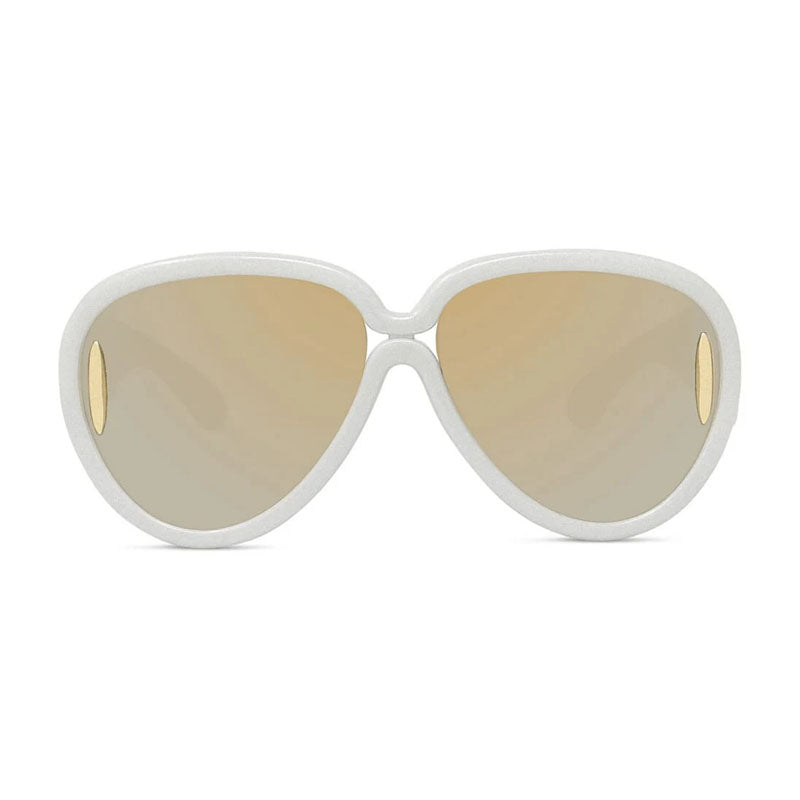 Loewe Sunglasses Aviator Full Rim, White Sparkle Frame and Smoke Mirror Lens LW40132I24C