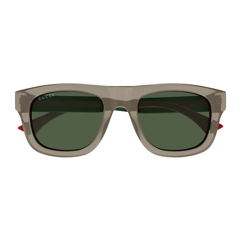 Gucci Sunglasses Square Full Rim, Shiny Transparent Brown Frame and Green Lens GG1991S003