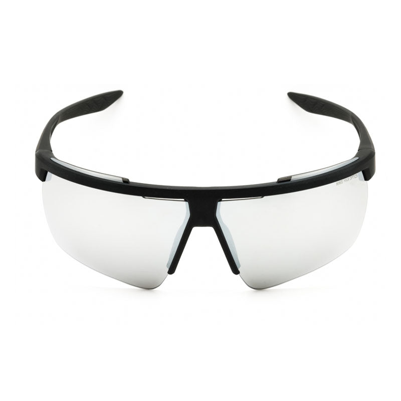 Nike Sunglasses Shield Semi Rim, Matte Black/White Frame and Grey with Silver Lens NIKEWINDSHIELD20CW1287010