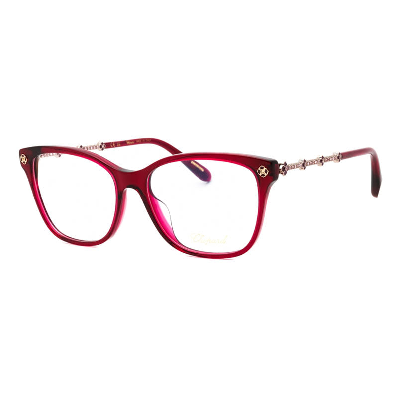 Chopard Eyeglasses Square Full Rim, Red Frame and Clear Demo Lenses Lens VCH352S06R2