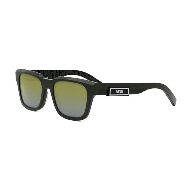 Dior Sunglasses Square Full Rim, Glossy Green Frame and Yellow Mirror Lens DIORB23S1I55H7