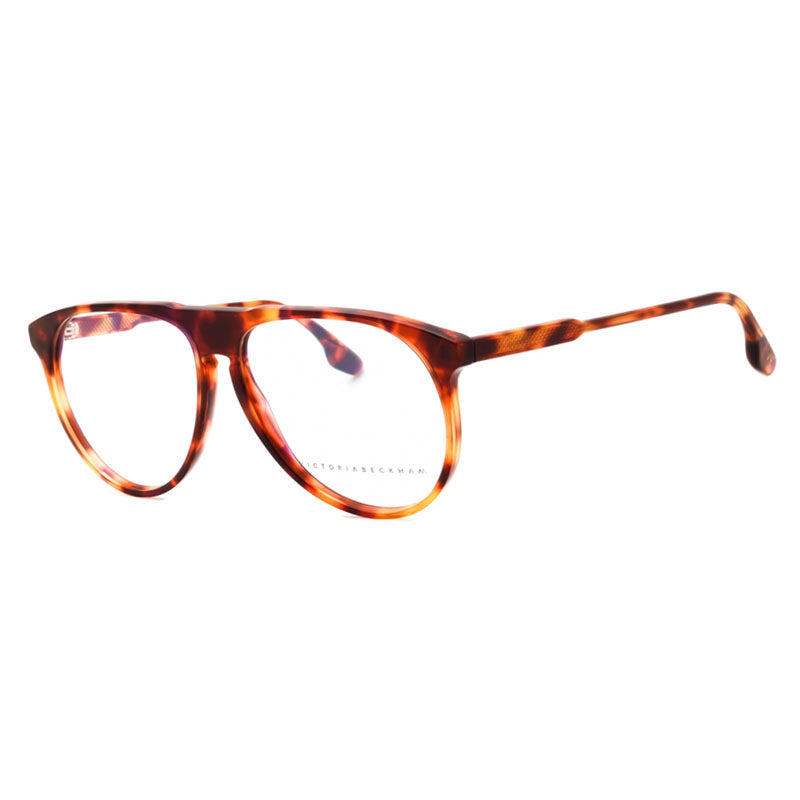 Victoria Beckham Eyeglasses Aviator Full Rim, Burgundy Tortoise Frame and Clear Demo Lenses Lens VB2602606