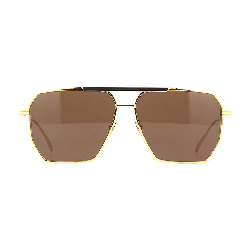 Bottega Veneta Sunglasses Aviator Full Rim, Gold Frame and Brown Lens BV1012S003