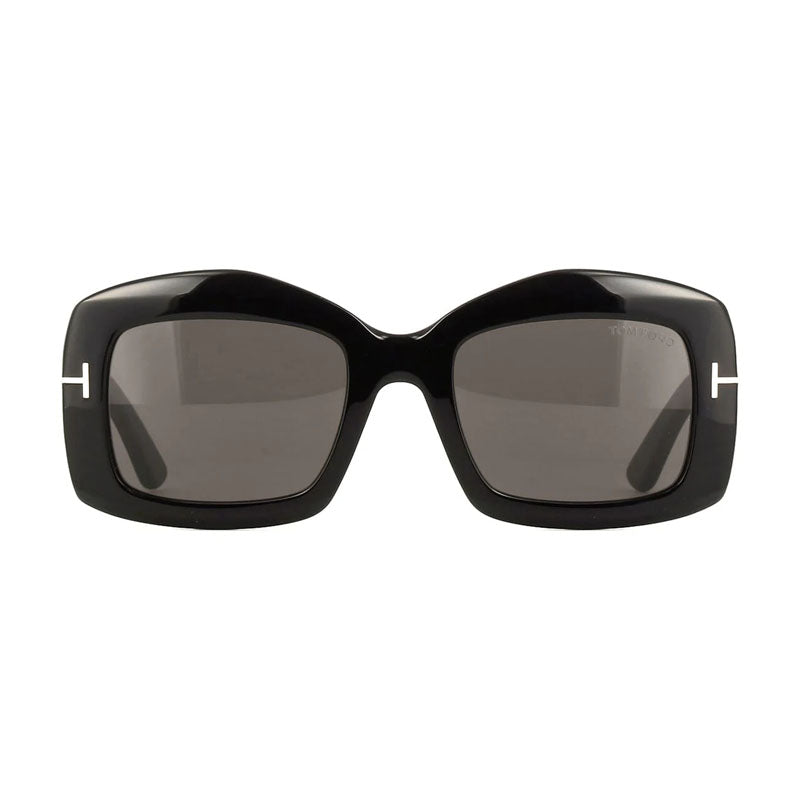 Tom Ford Sunglasses Rectangle Full Rim, Shiny Black Frame and Smoke Lens FT121801A