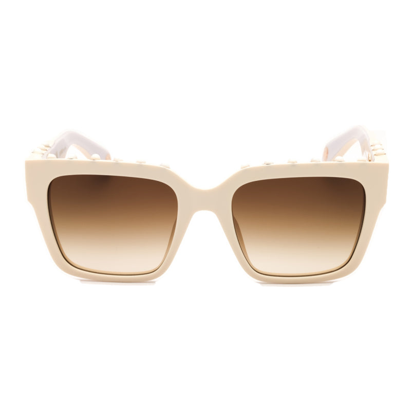 Roberto Cavalli Sunglasses Rectangle Full Rim, Shiny Beige Frame and Brown Gradient Lens SRC040S09X7