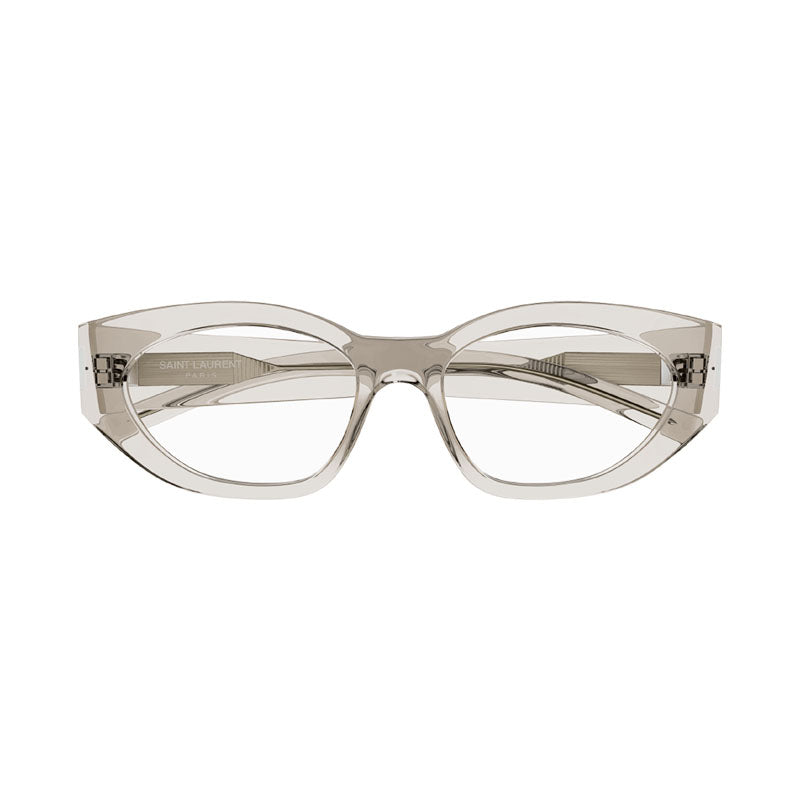 Saint Laurent Eyeglasses Cat Eye Full Rim, Transparent Grey Frame and Clear Demo Lenses Lens SL638OPT004